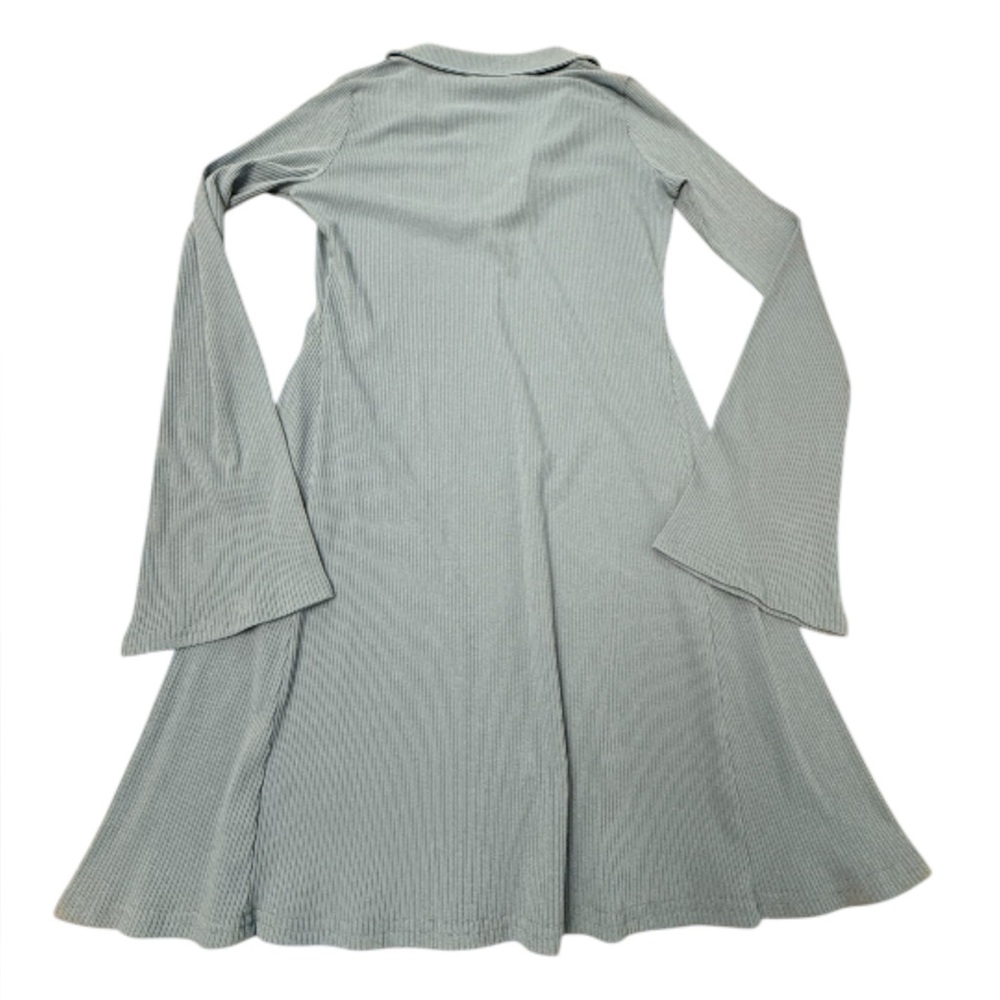 NWT AE Collared Rib Knit Mini Bell Sleeve Slater V Neck Dress - Picture 3 of 9